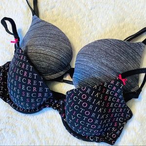 2 Victoria’s Secret Pink Push-Up Bras 32B